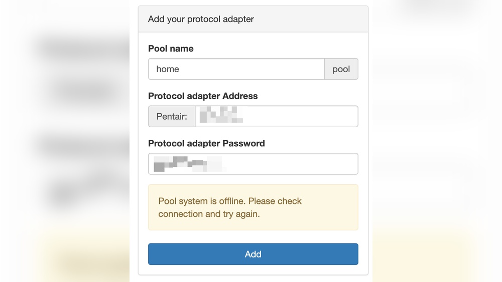 Pool System Is Offline Please Check Connection And Try Again