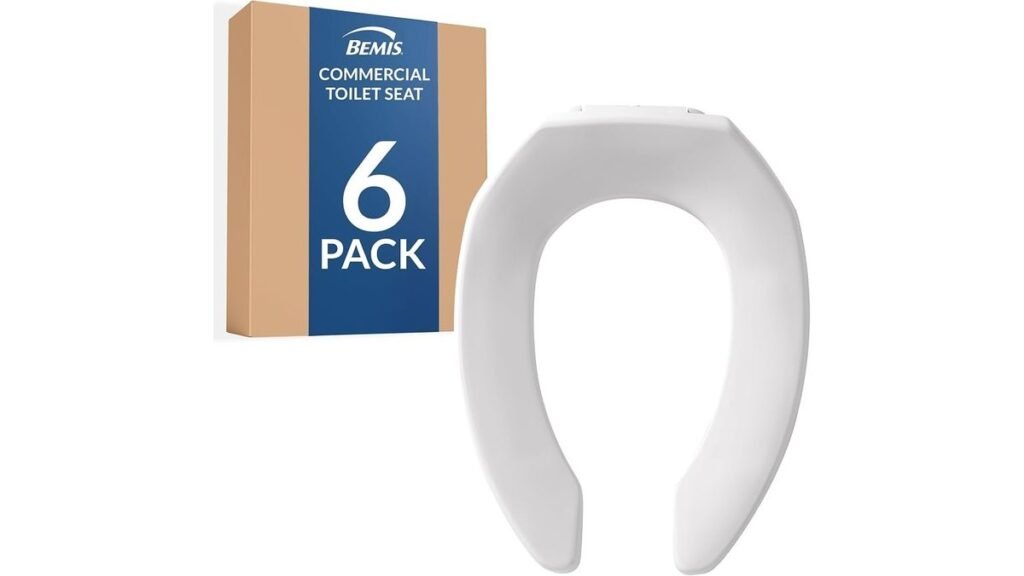 A set of Bemis toilet seats displayed elegantly in a modern, bright bathroom interior.