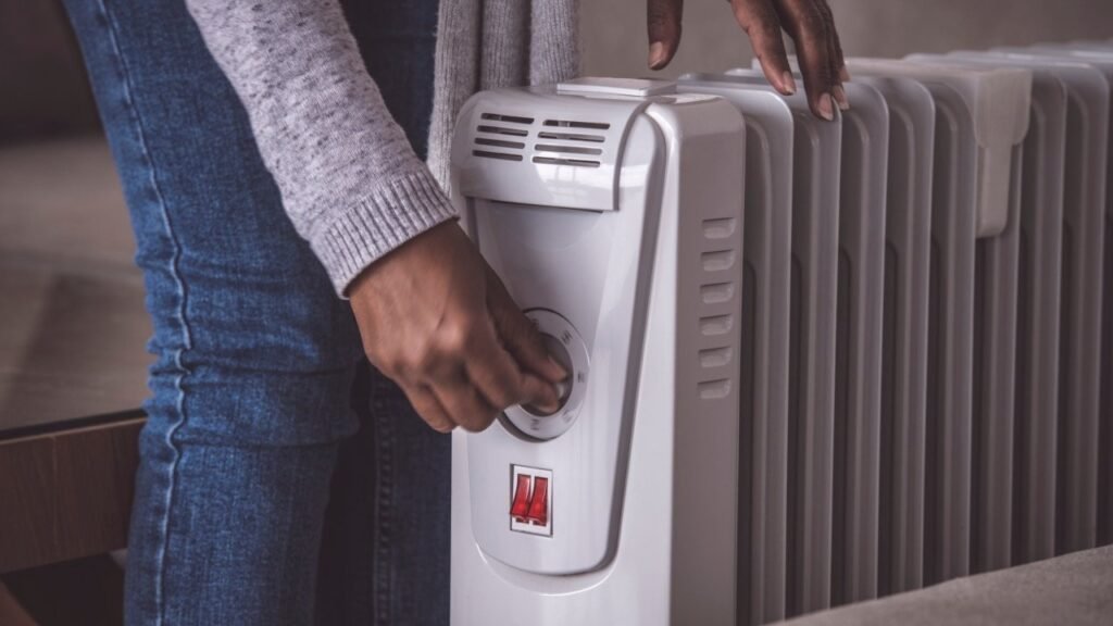 A child safe heater sits in a bright nursery with soft morning light.