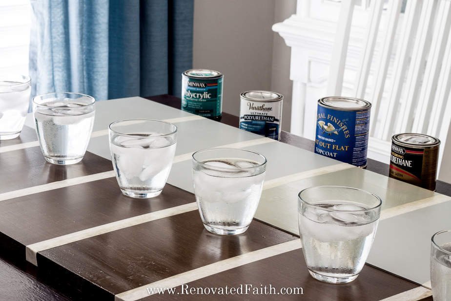 A high-gloss clear coat finish applied to wood furniture showing a professional protective layer.