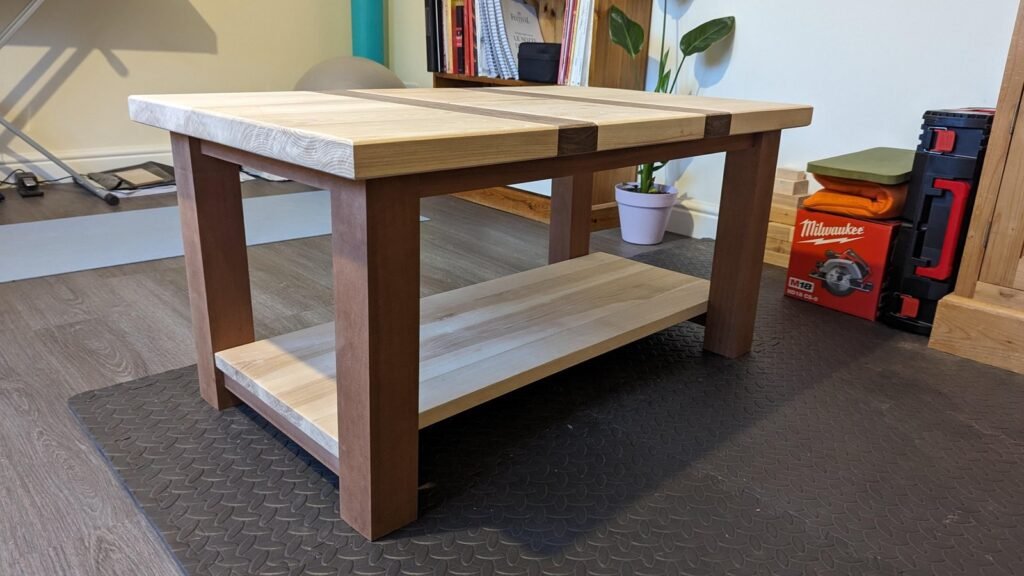 A high-quality wooden coffee table featuring a smooth and durable protective finish.