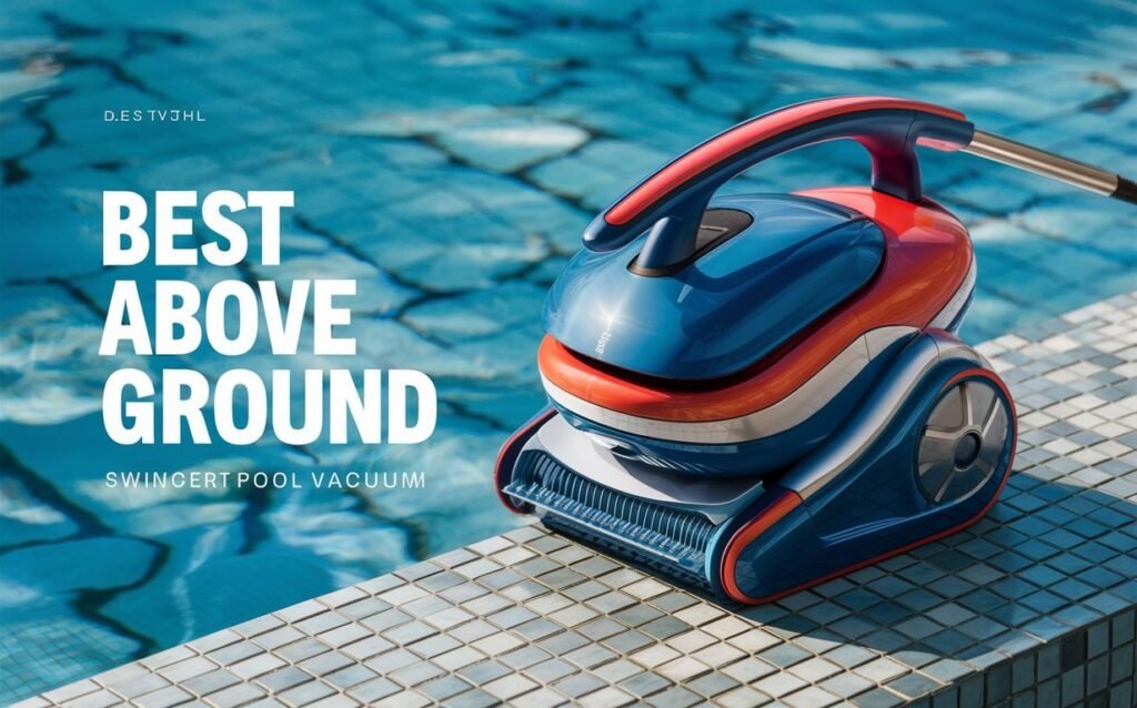 A high-tech pool vacuum cleaning the blue floor of a clear swimming pool.