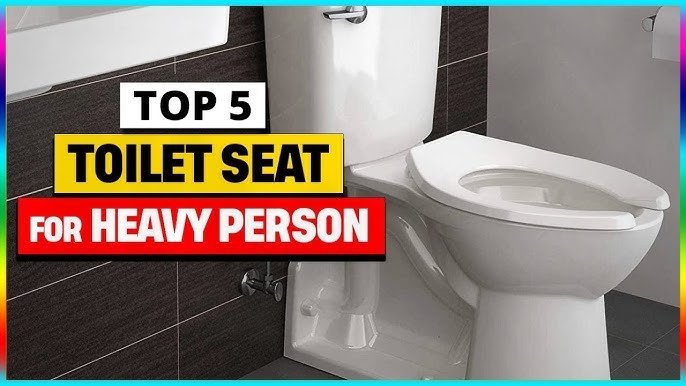 A durable reinforced toilet seat designed for heavy people in a modern bathroom.