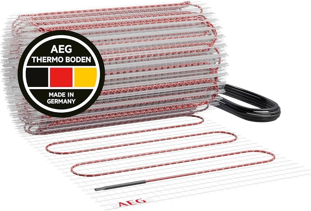 A professional installing an electric underfloor heating mat in a modern sunlit home.