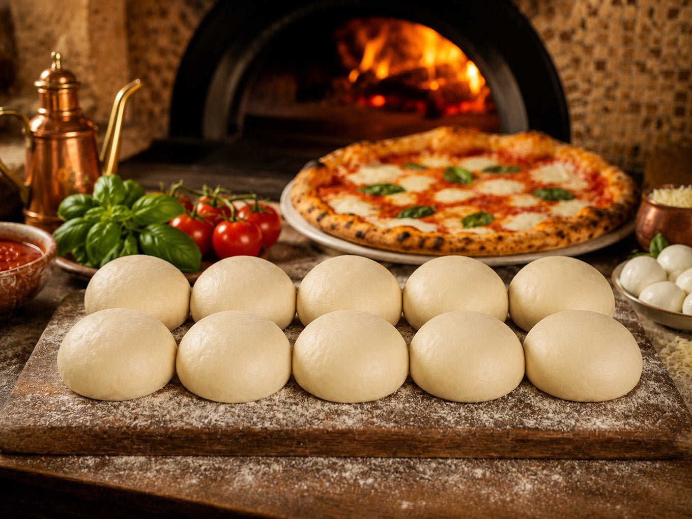 A home cook prepares to use a pizza peel in a bright kitchen.