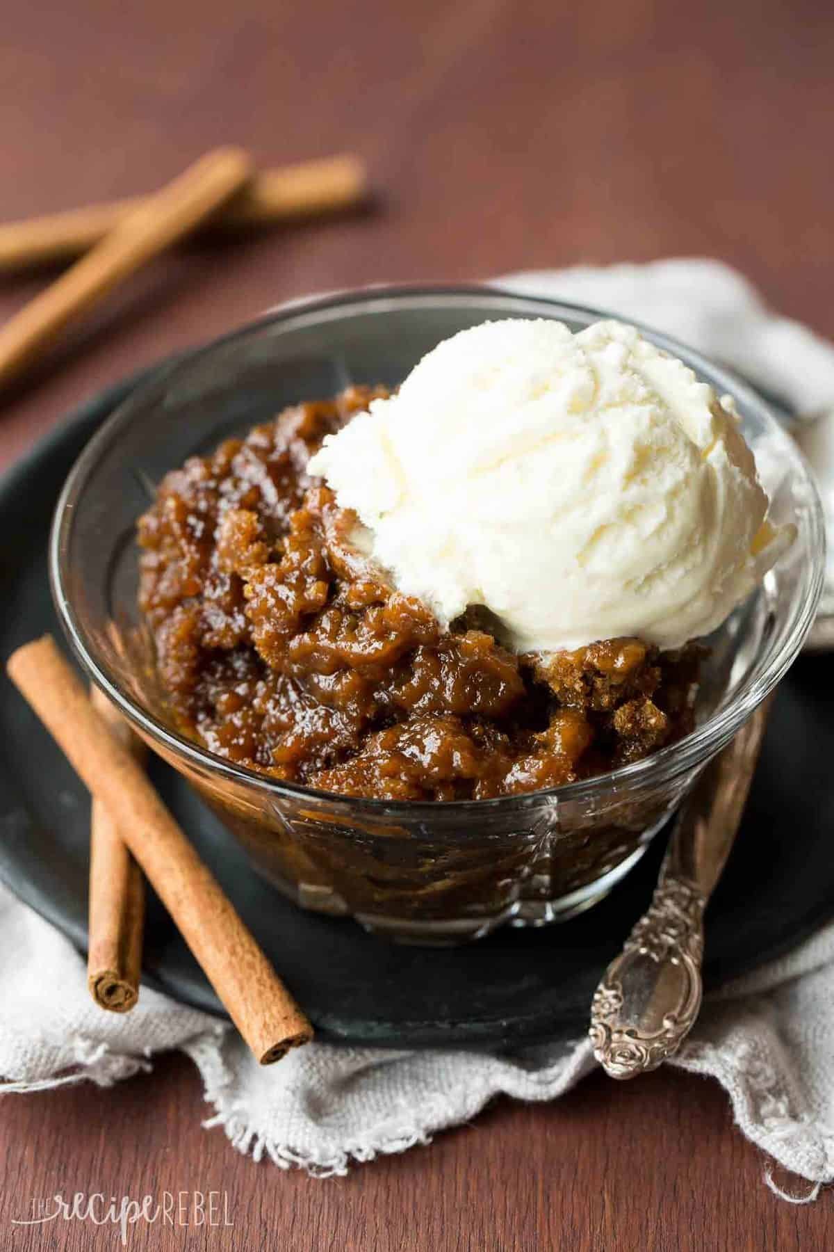 A clean setup of ingredients and a slow cooker for answering common dessert cooking questions.