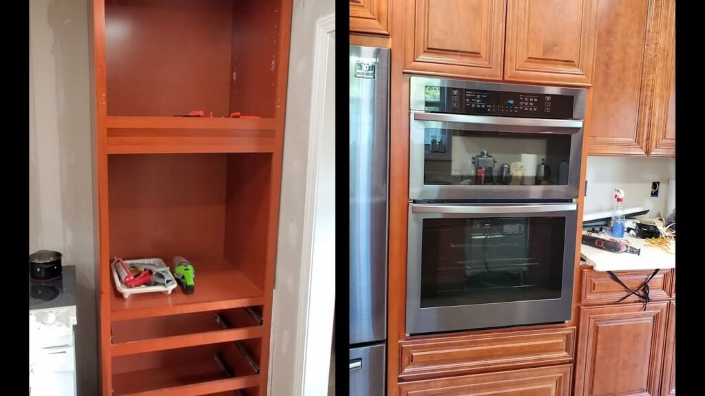 A modern, well-designed kitchen featuring a sleek wall oven installed in custom cabinetry.