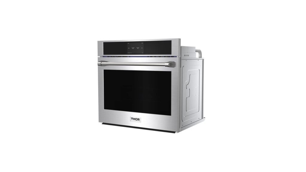 A modern wall oven integrated into a kitchen cabinet for efficient cooking.