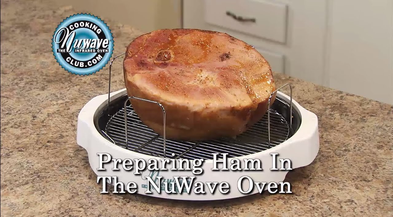 A large ham that is too close to the infrared oven heating element.