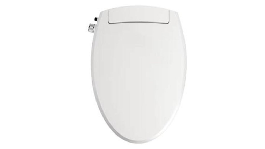 A modern electric bidet toilet installed in a bright and minimalist luxury bathroom.