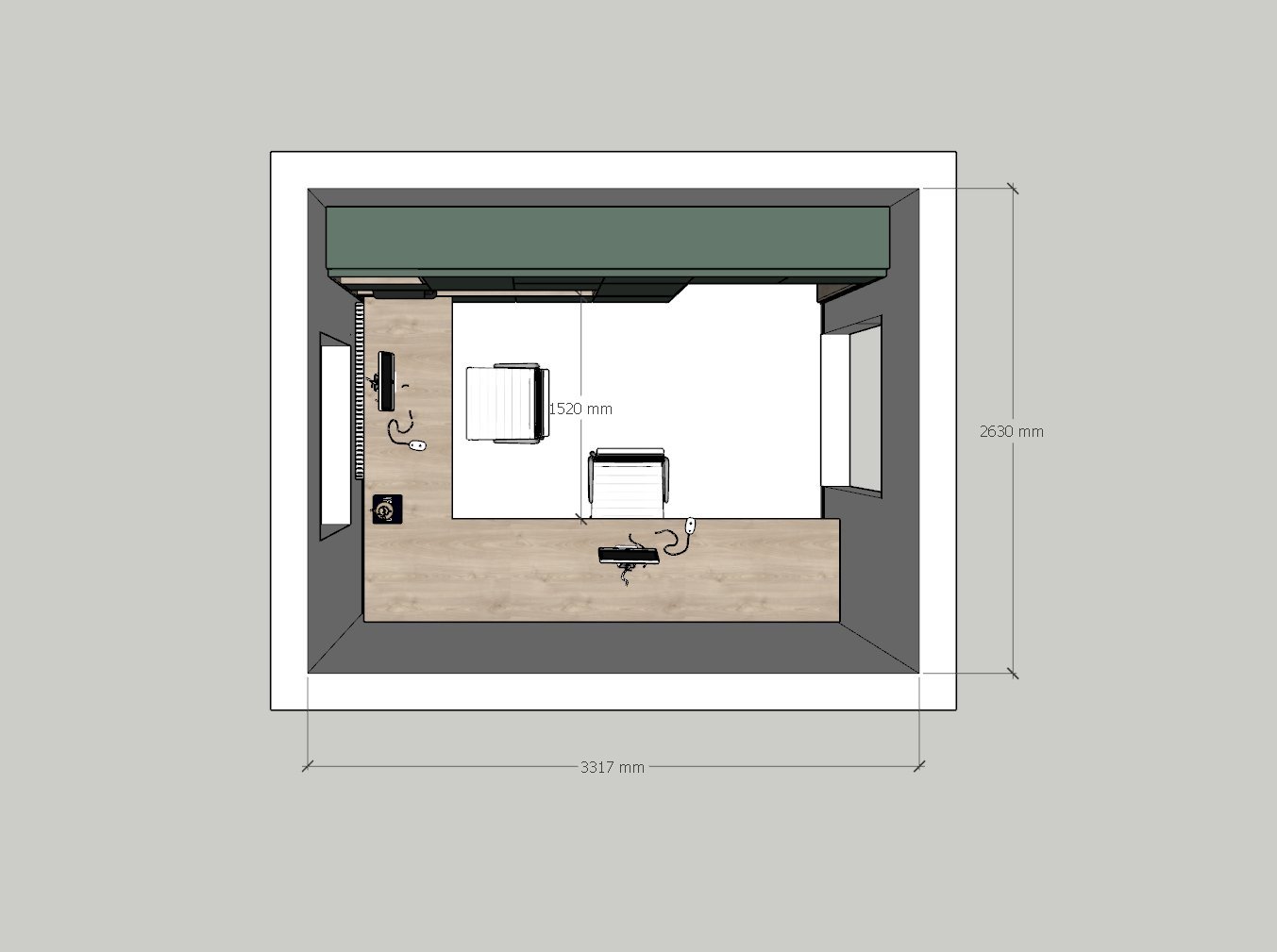 A private, isolated desk setup in a separate room for confidential calls.