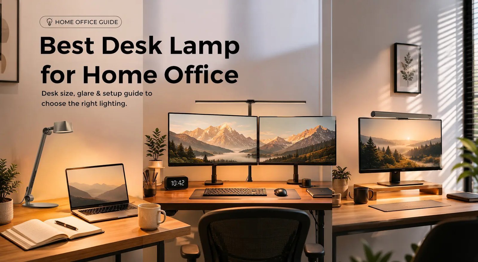 A well-positioned desk lamp placed to ensure optimal lighting and reduced eye strain.