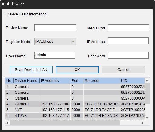 Person troubleshooting a network connection error for a security camera setup.