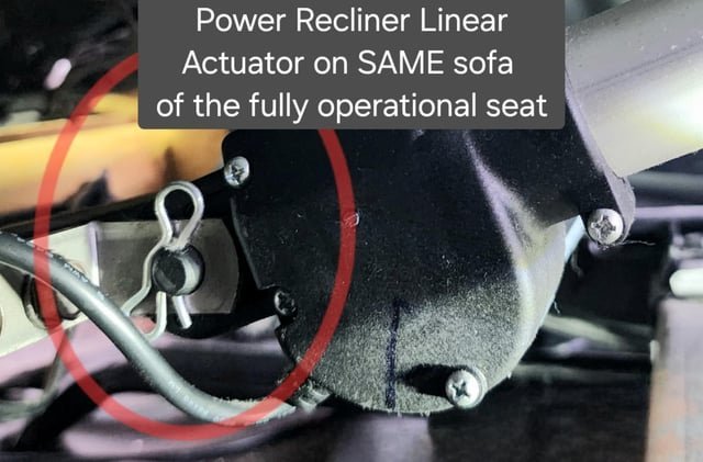 Properly routed power cables on a recliner to prevent future mechanical issues.