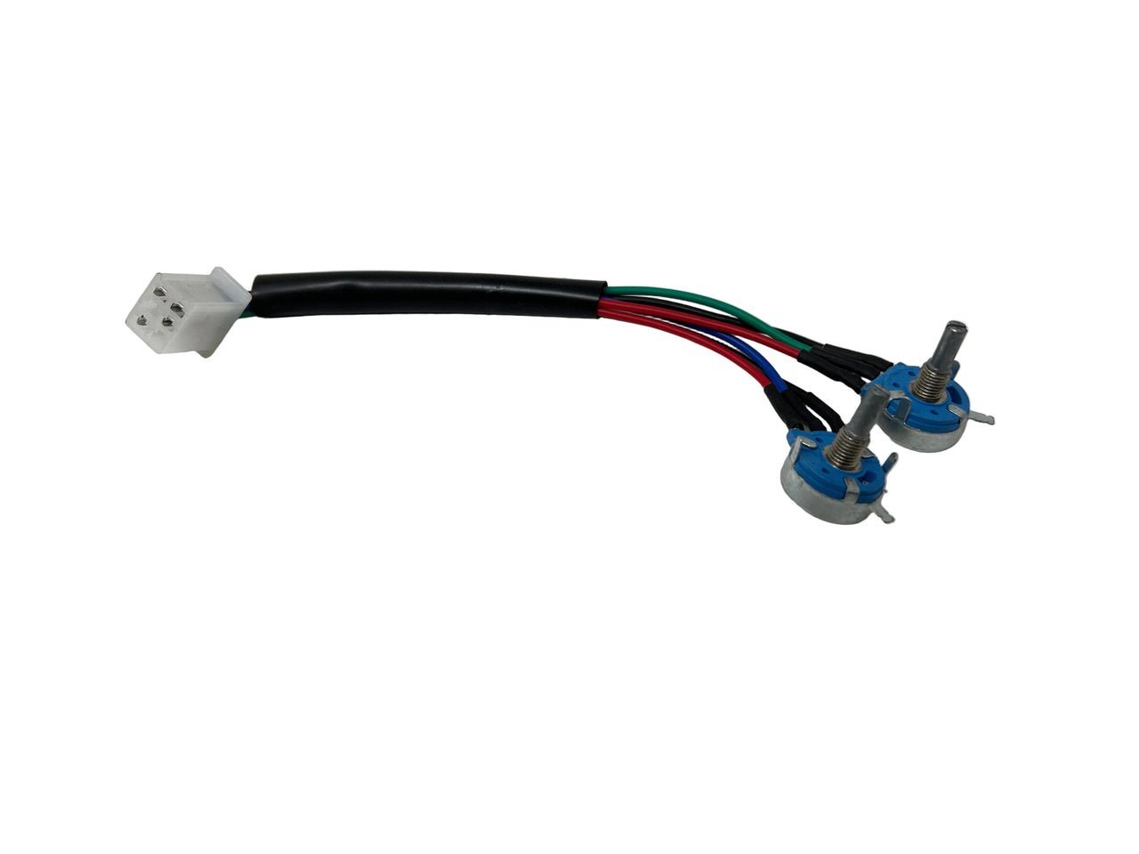 An adjustable throttle limiter screw installed on a dirt bike handlebar assembly.