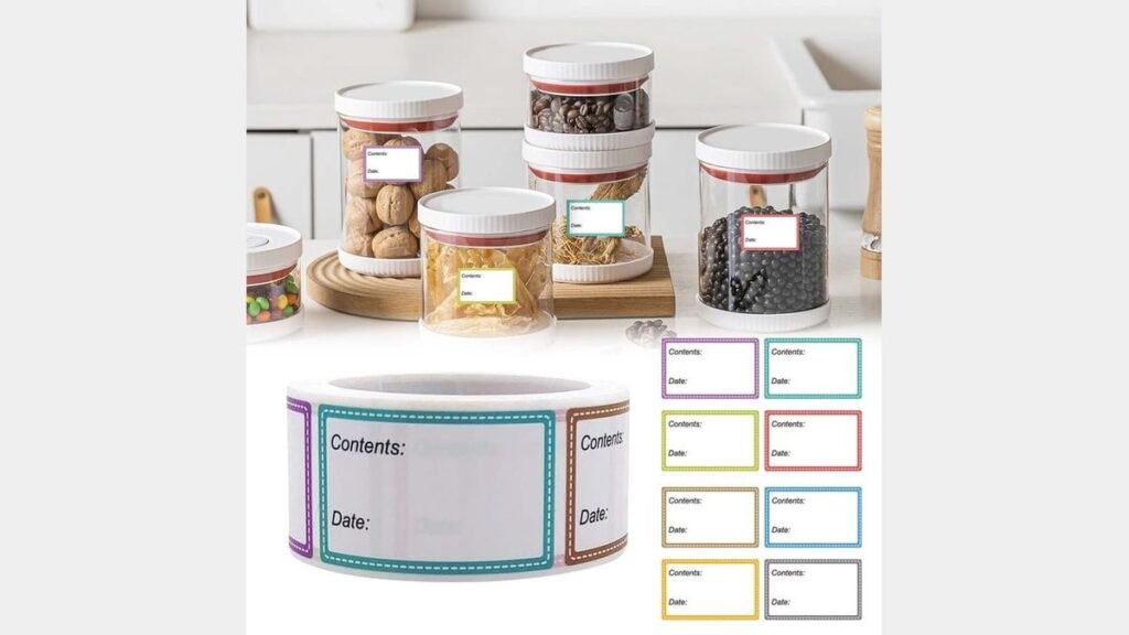 Well-organized office freezer containers clearly marked with labels for easy identification.