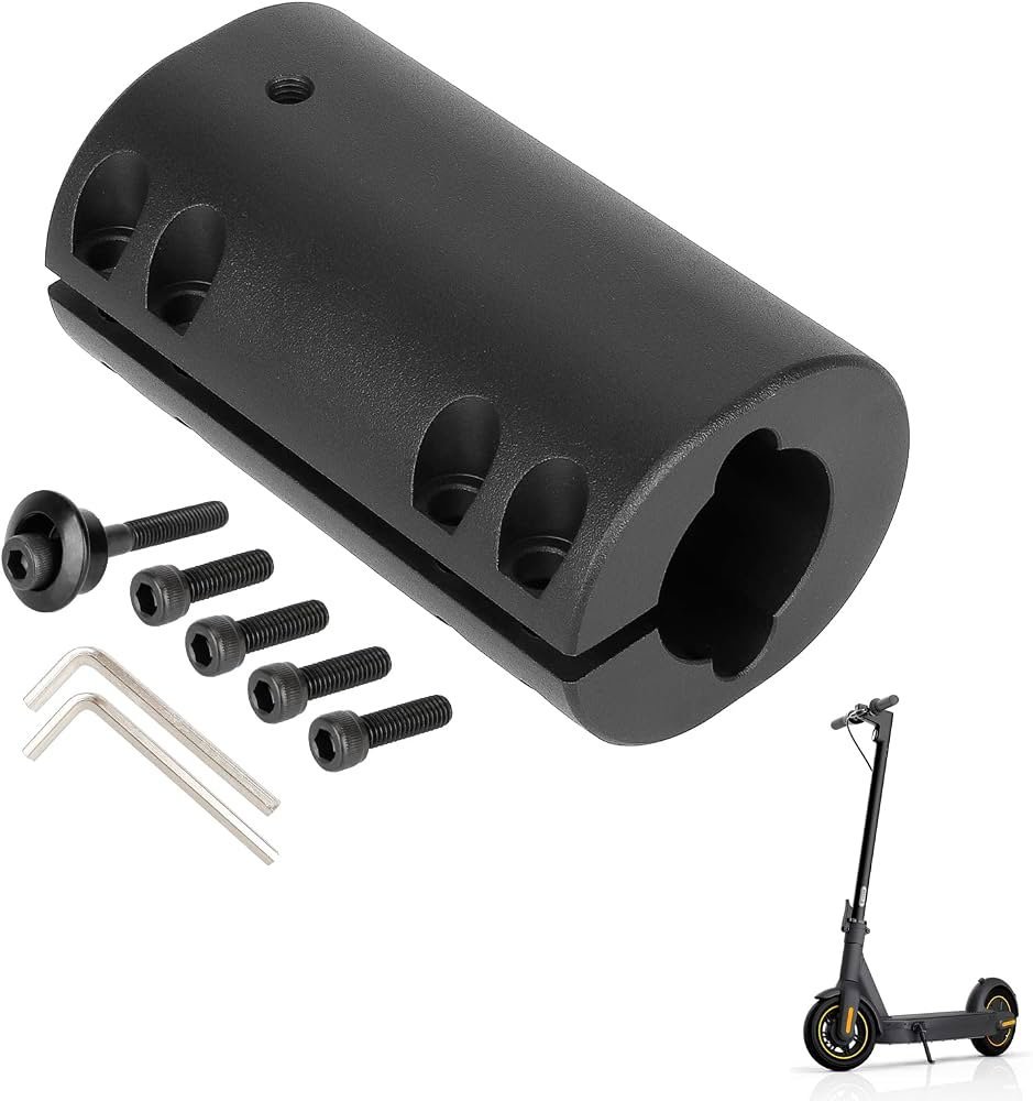 Using pliers to remove a retaining clip from an electric scooter hinge pin.