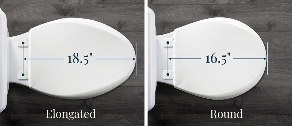 A person uses a measuring tape to find the correct toilet seat size.