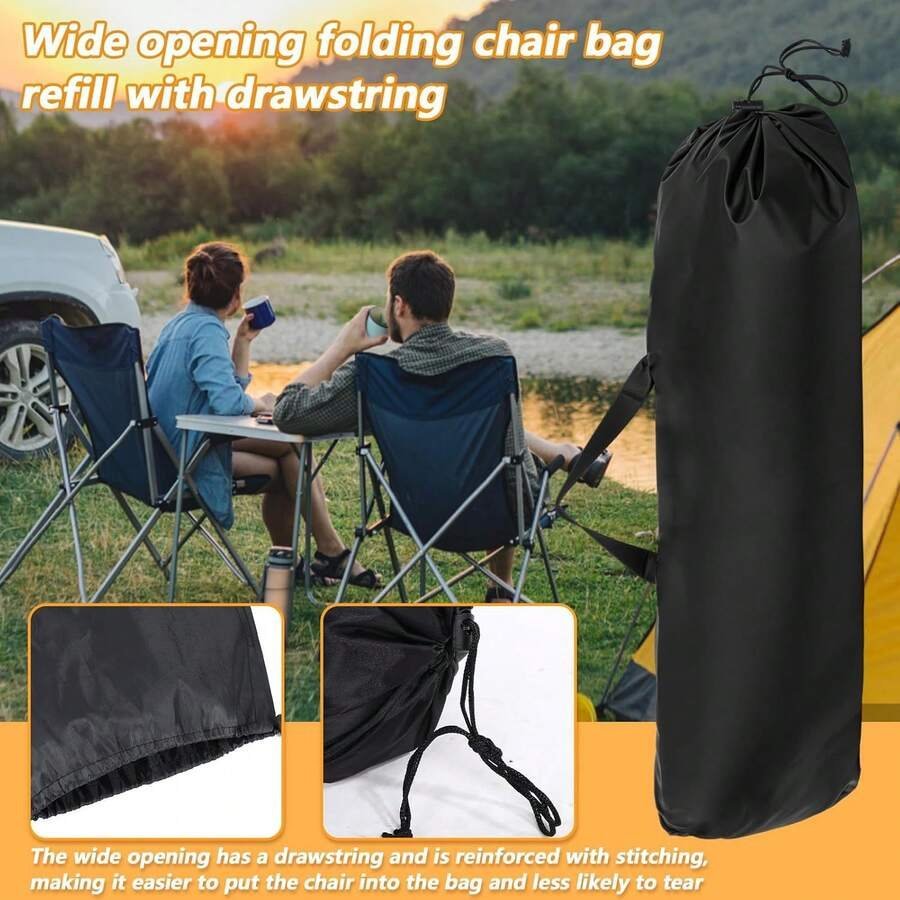 A standard folding chair and a high-back chair side by side.