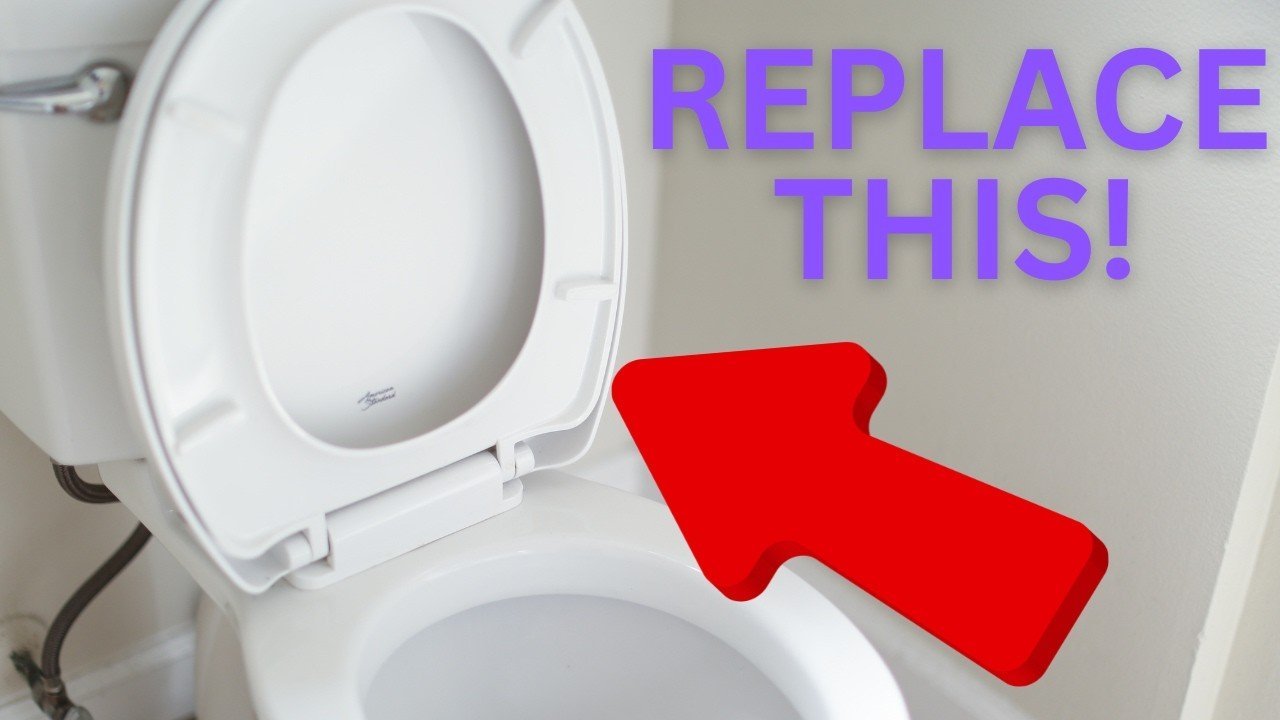 A person preparing to replace a toilet seat with basic household tools.