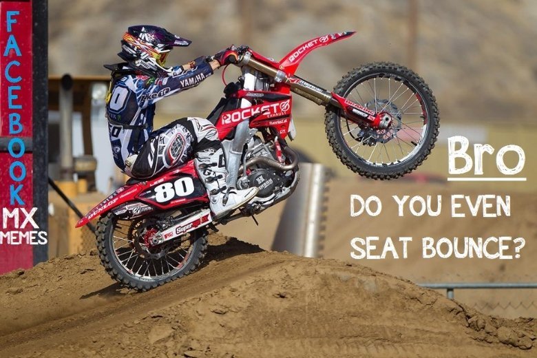Essential motocross gear and tools arranged next to a dirt bike for seat bouncing.
