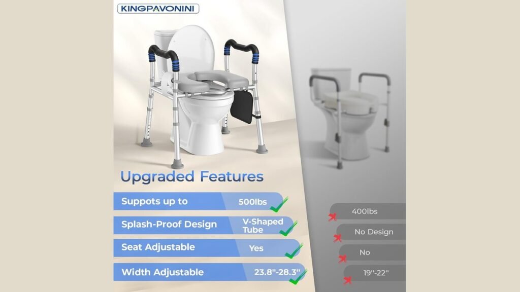 A clean, modern KingPavonini raised toilet seat installed in a bright, contemporary bathroom.