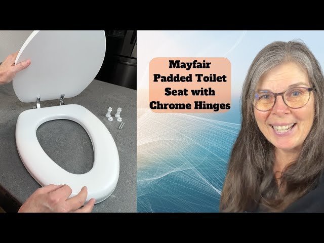 A modern Mayfair padded toilet seat installed in a bright, clean contemporary bathroom.