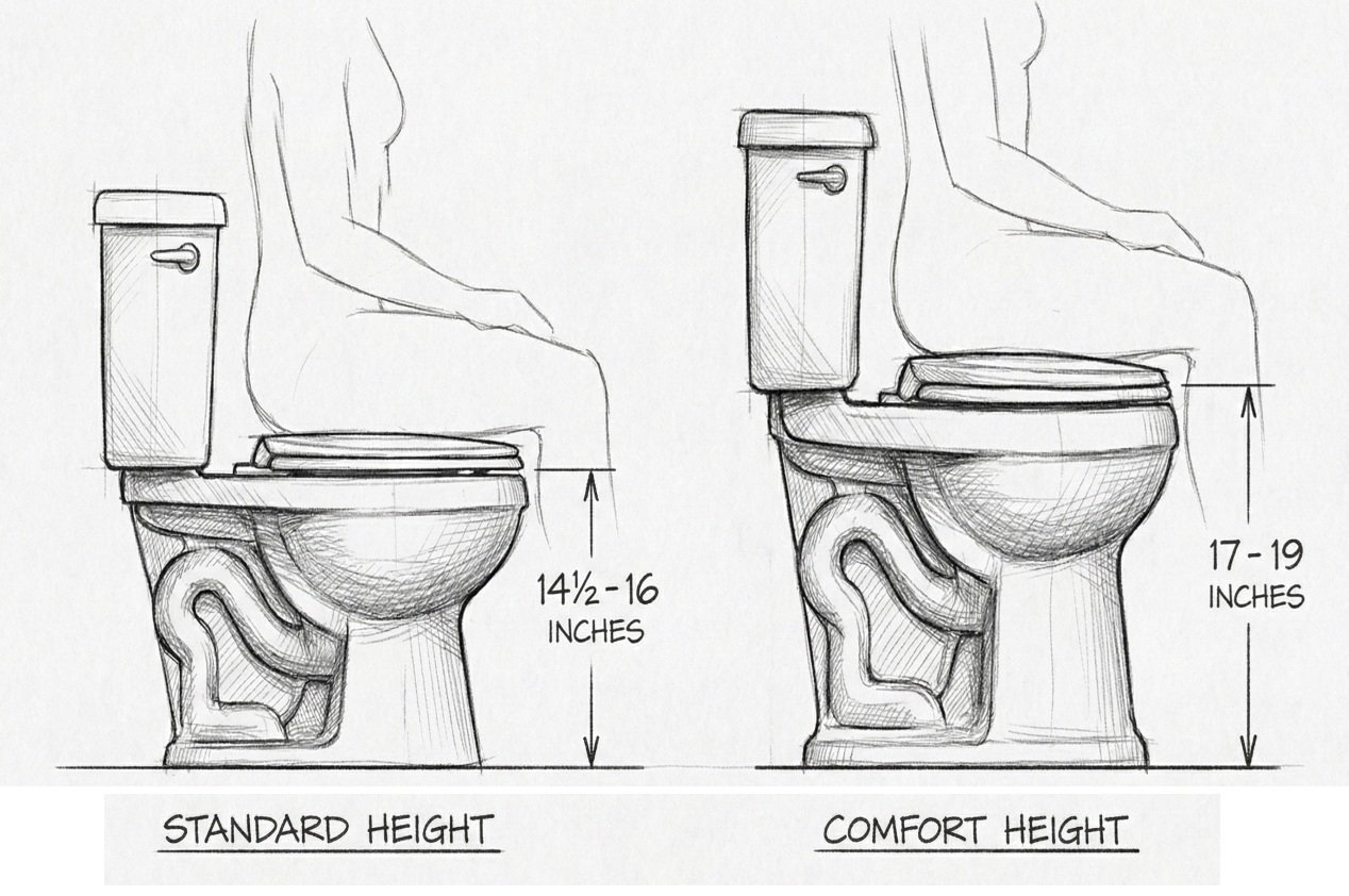 Various bathroom safety aids including a toilet chair and a seat riser.
