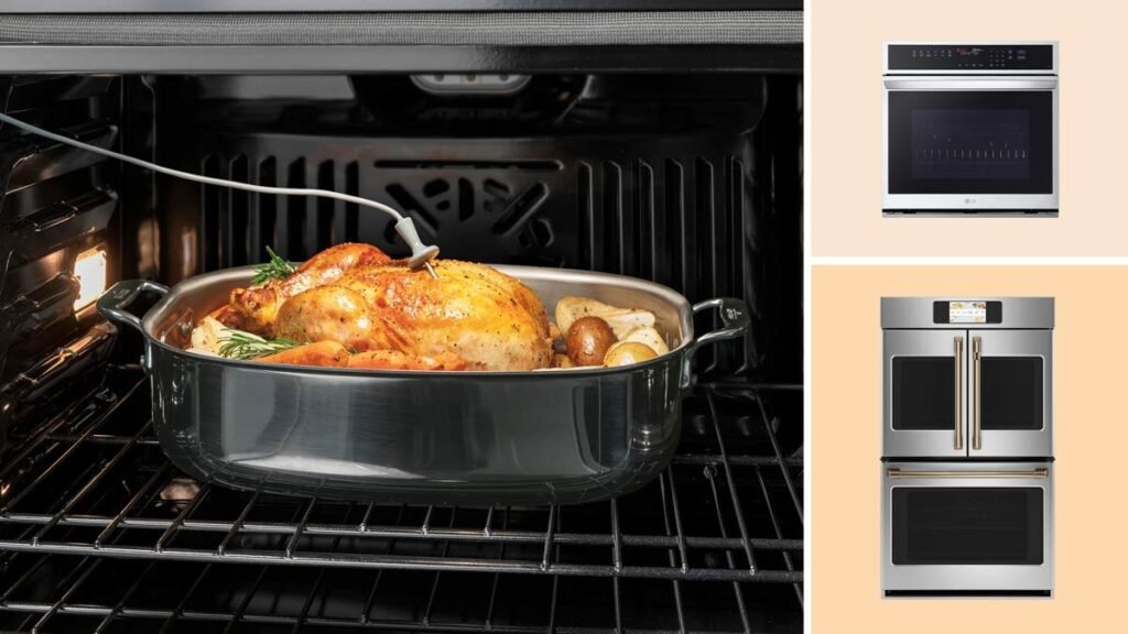 A modern stainless steel wall oven integrated into a bright, clean kitchen design.