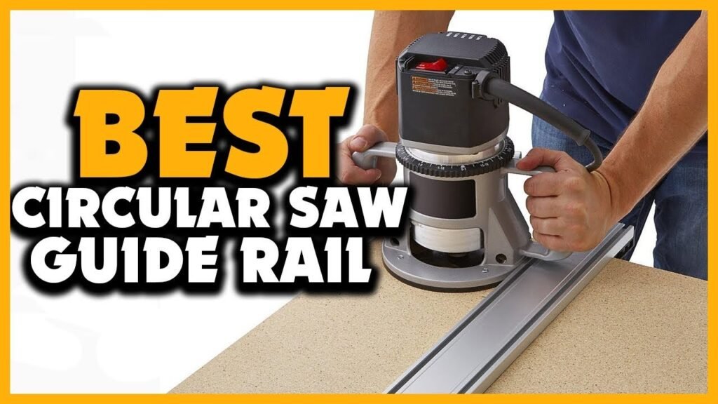 A carpenter uses a precision guide rail for a circular saw on plywood.