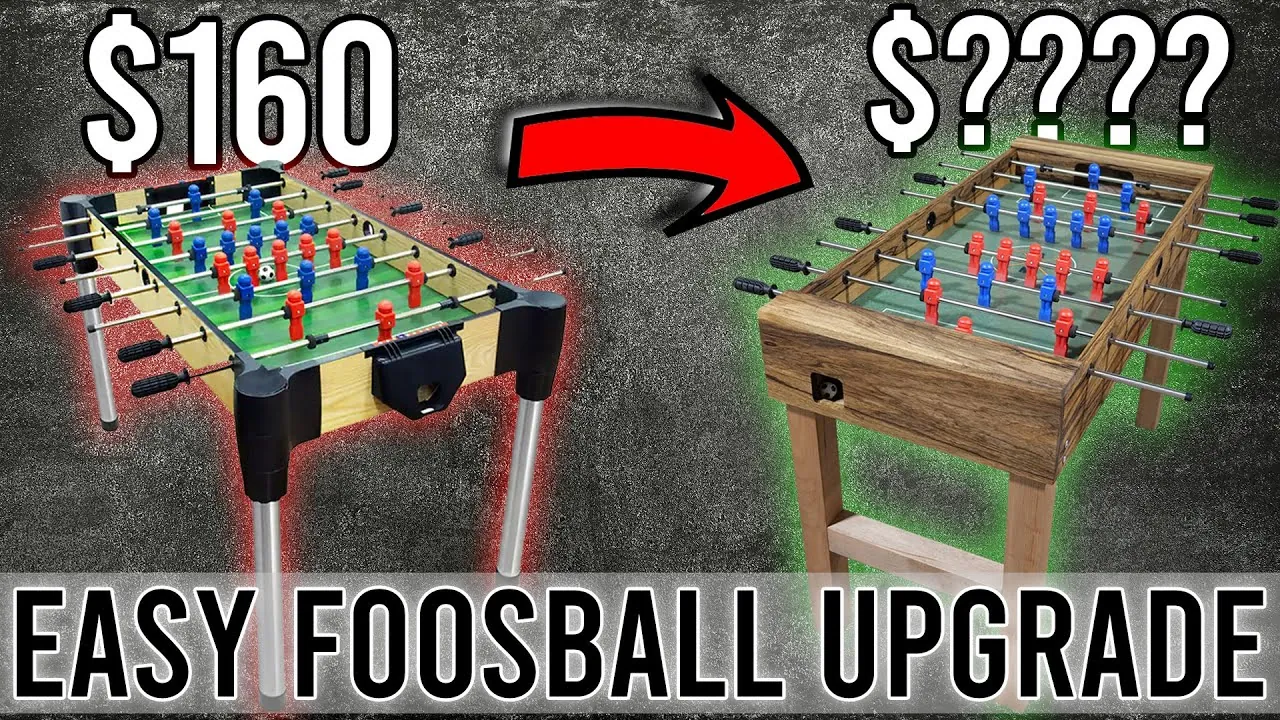 Checking the level of a foosball table leg during assembly.