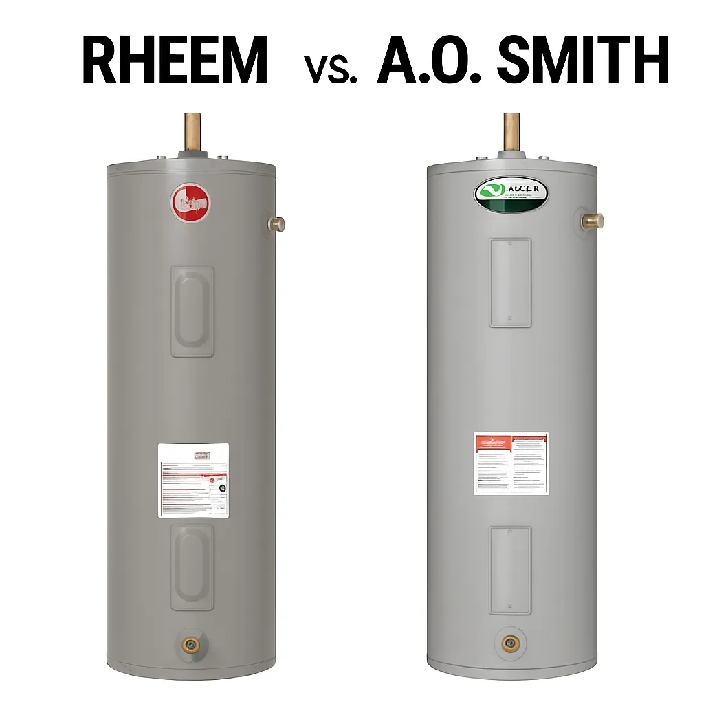 Checking the temperature and pressure relief valve on a residential water heater unit.