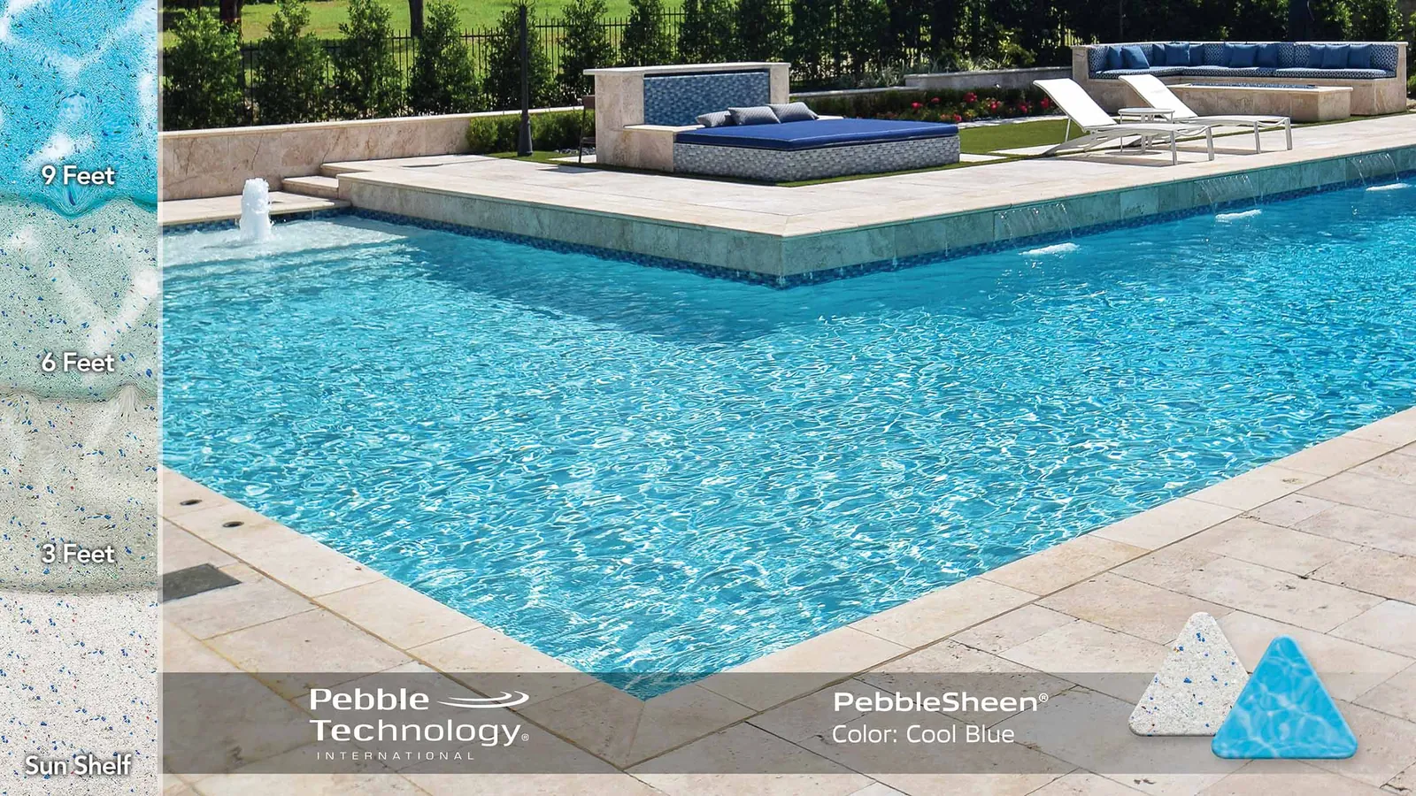 Close-up view comparing mini pebble and pebble sheen durability and texture details