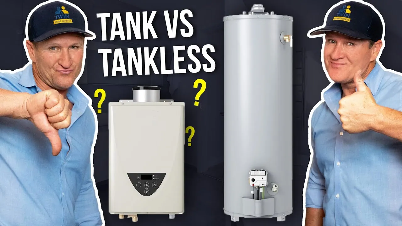 A compact tankless water heater mounted on a wall saves valuable floor space.