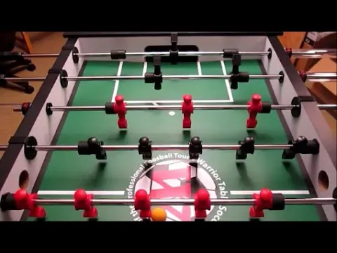 Compact youth sized foosball table suitable for younger players in a home setting