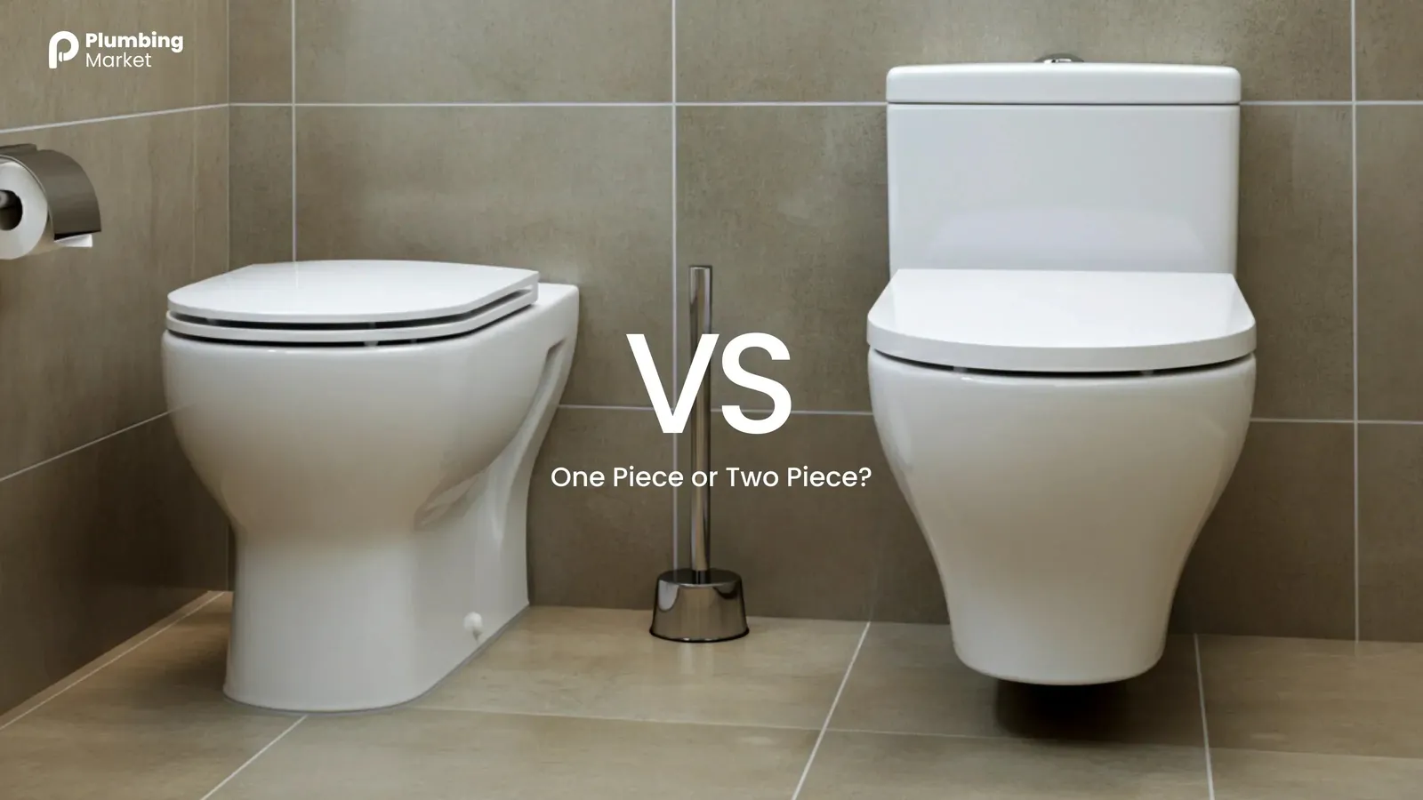Comparing a modern one-piece toilet to a classic two-piece toilet in a renovation setting.