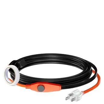 Comparing self-regulating and constant-wattage heat tape cables on a clean wooden workbench.