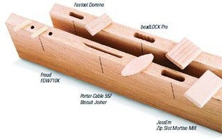 A comparison of biscuit joint and dowel joint techniques on wooden planks.