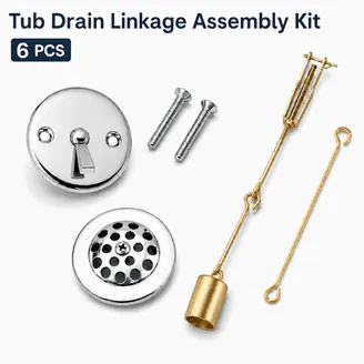 Comparison of a traditional trip lever and a modern bathtub overflow plate.
