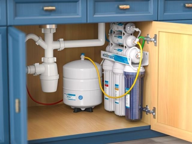 A comparison of whole house and under sink water filter systems in home settings.