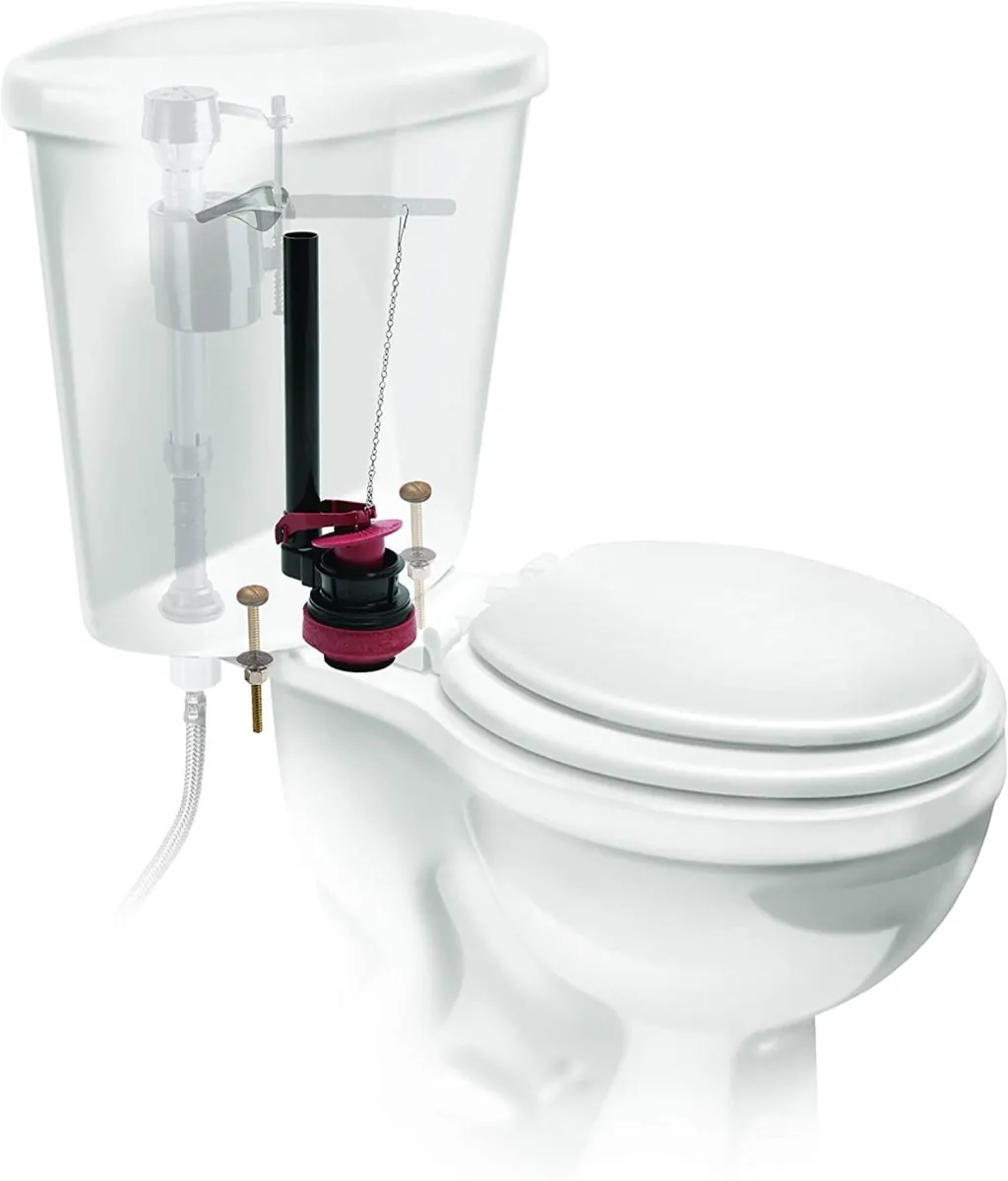 A complete toilet rebuild kit containing all necessary valves, gaskets, and hardware for maintenance.