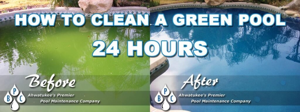 Crystal clear swimming pool reflecting blue sky for pool cleaning guide