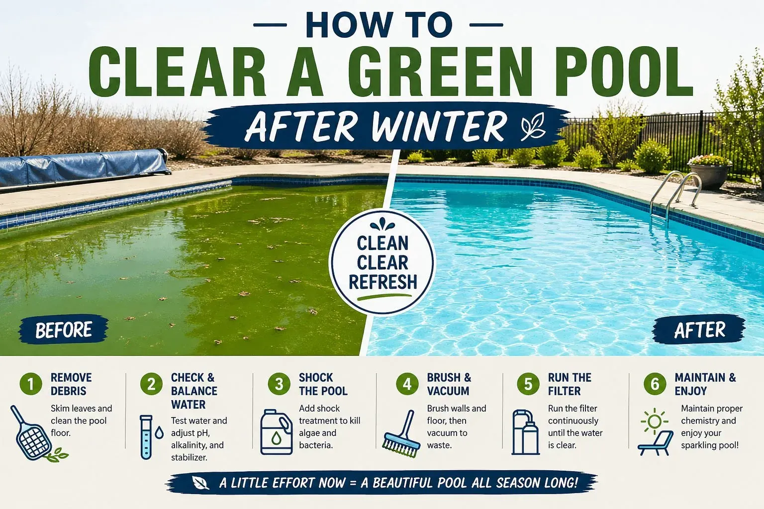 Damaged pool liner and broken pump showing signs needing professional help