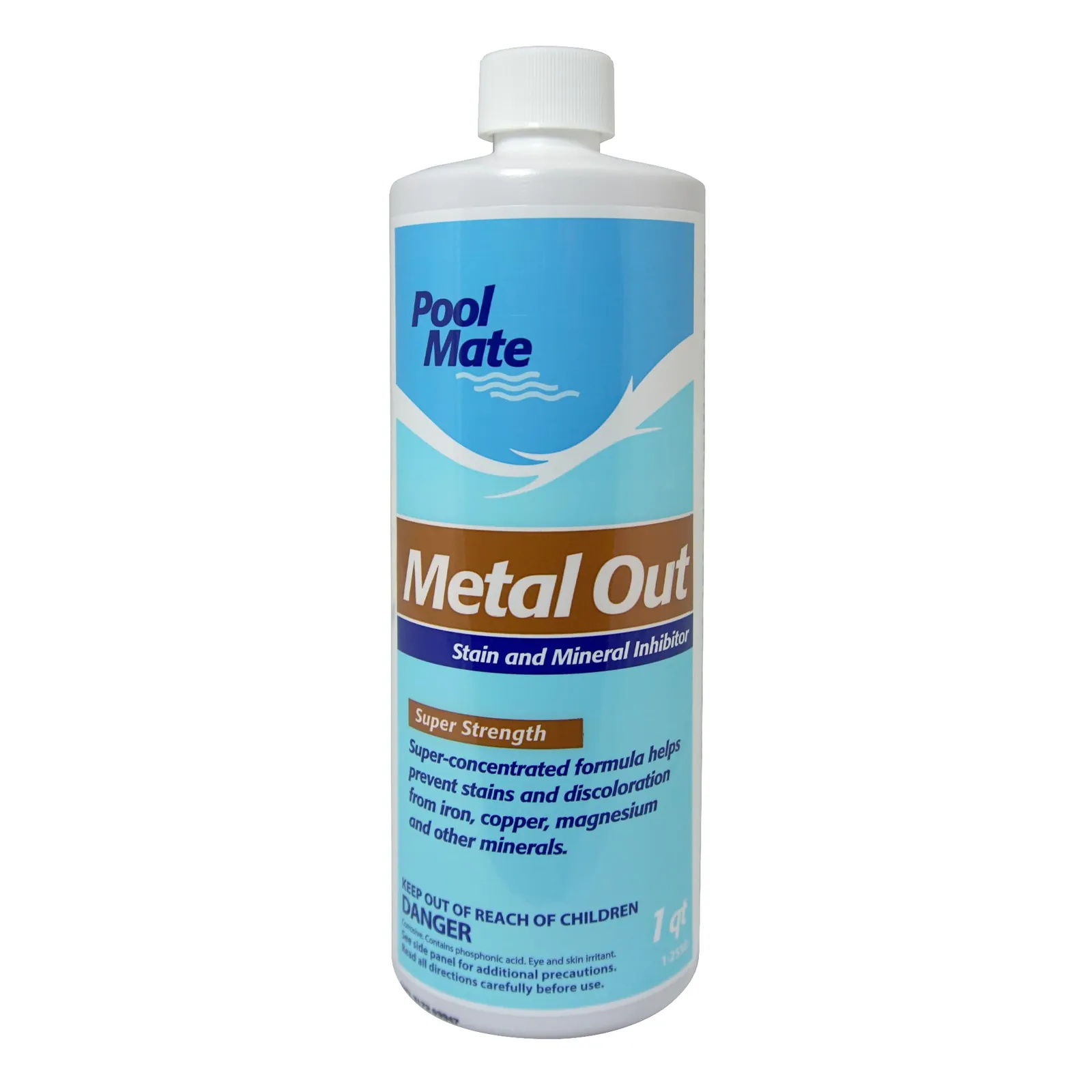Deep rust stains on old pool plaster unaffected by liquid metal remover.