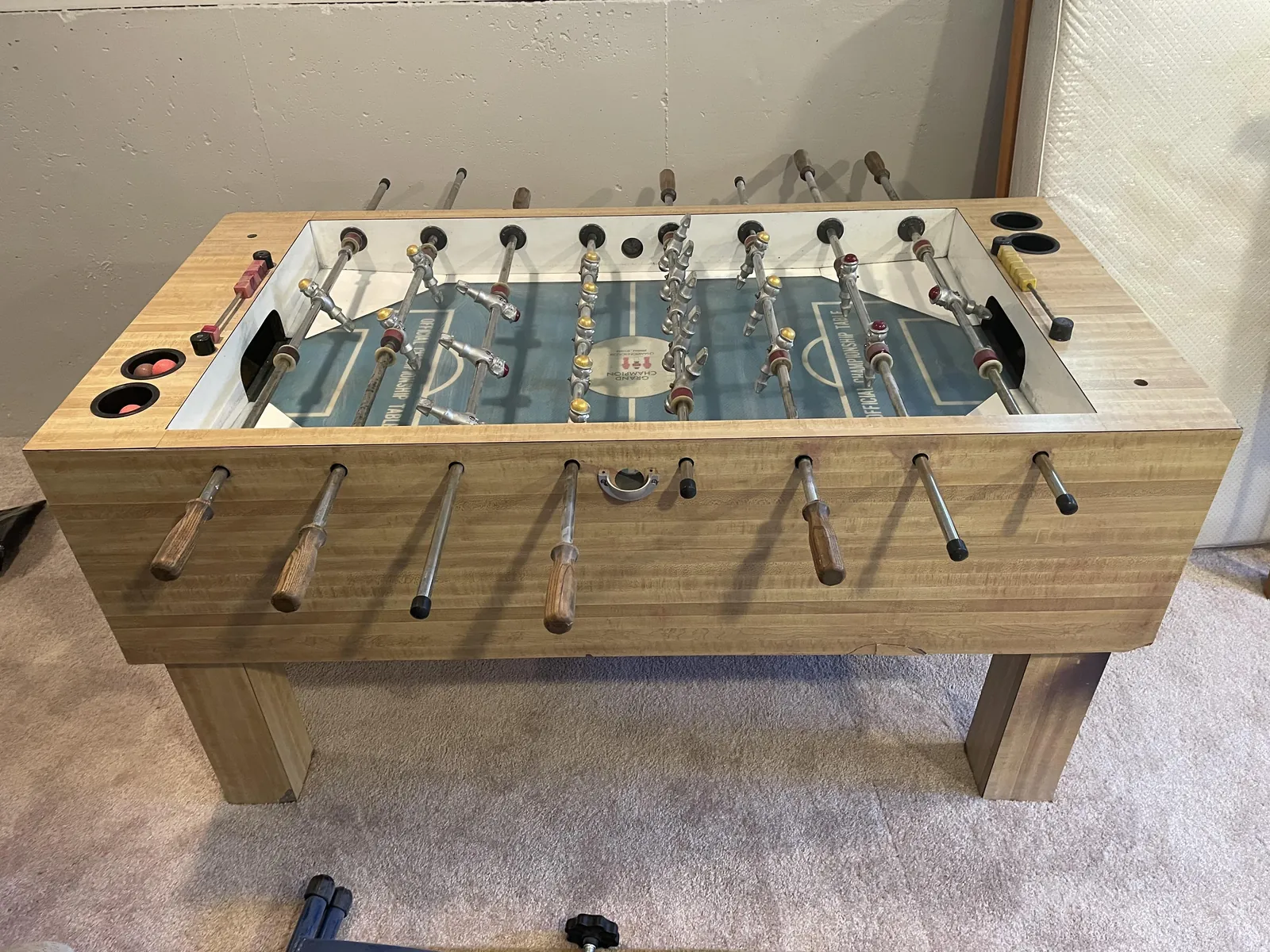 Dirty and neglected foosball table surface