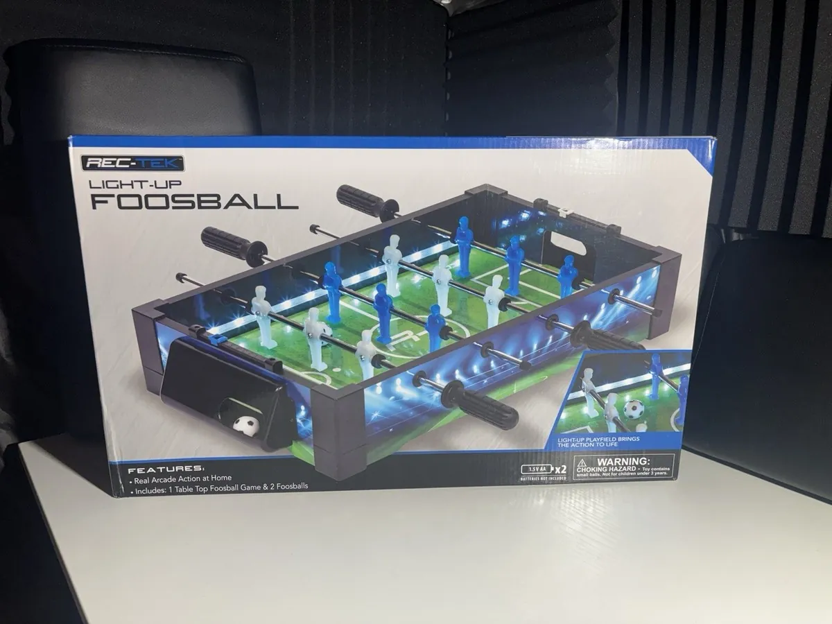 Durable BBO Classic foosball table shown in an office breakroom environment