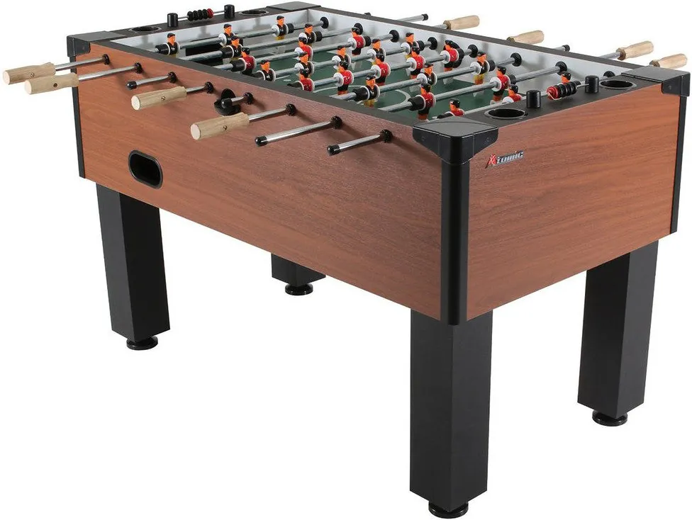 Durable BSI Sports Atomic foosball table set up in a comfortable home environment