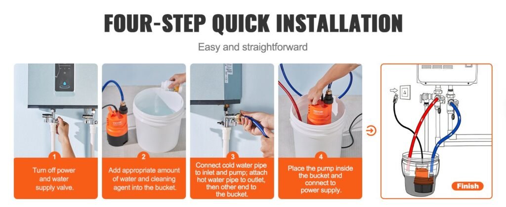 Essential water heater flush tools arranged neatly for professional home maintenance.
