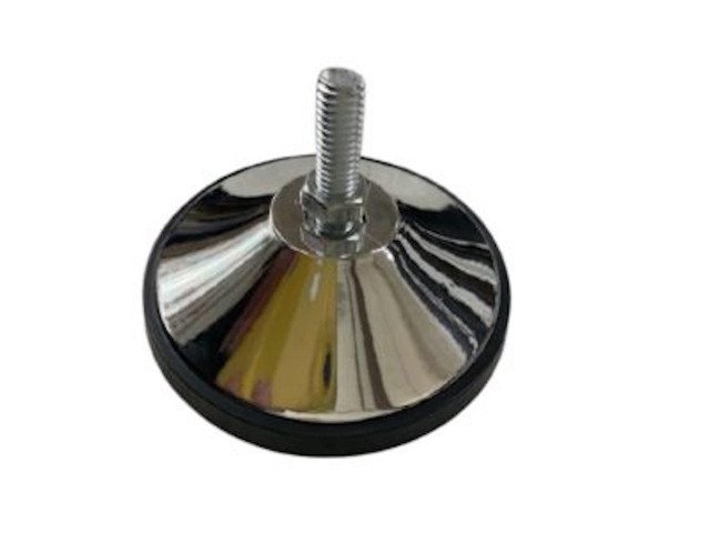 Foosball table leg with adjustable leveler and spirit level on floor