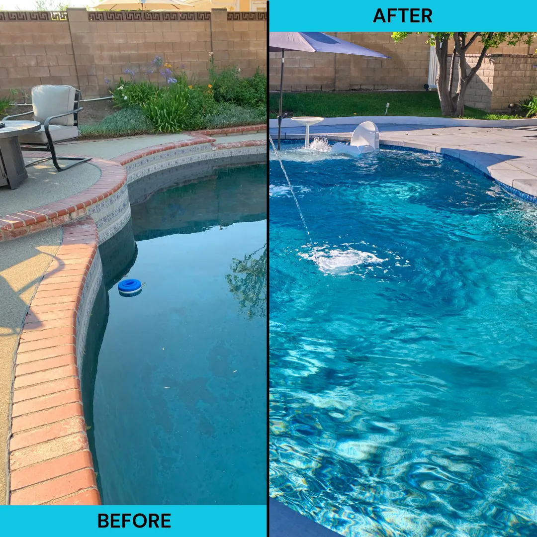 Foot stepping on wet aggregate pool surface demonstrating slip resistance and safety